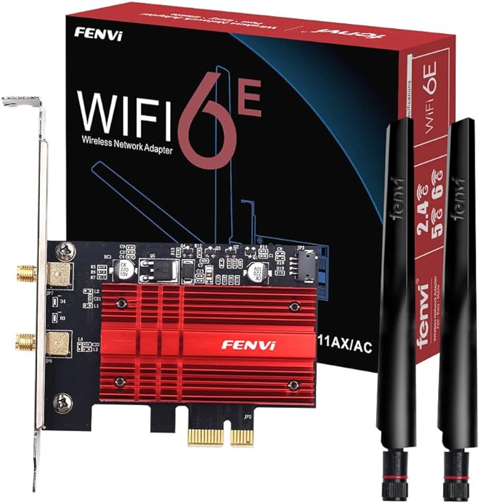 WiFi 6E AX210 PCI-E WiFi Network Card BT5.3 160MHz Tri-Band Expands WiFi into 6GHz/5GHz/2.4GHz 5400Mbps Gigabit AX210ngw Desktop PC PCIe Wireless Adapter WiFi 6E 802.11ac ax MU-MIMO for Windows 11/10
