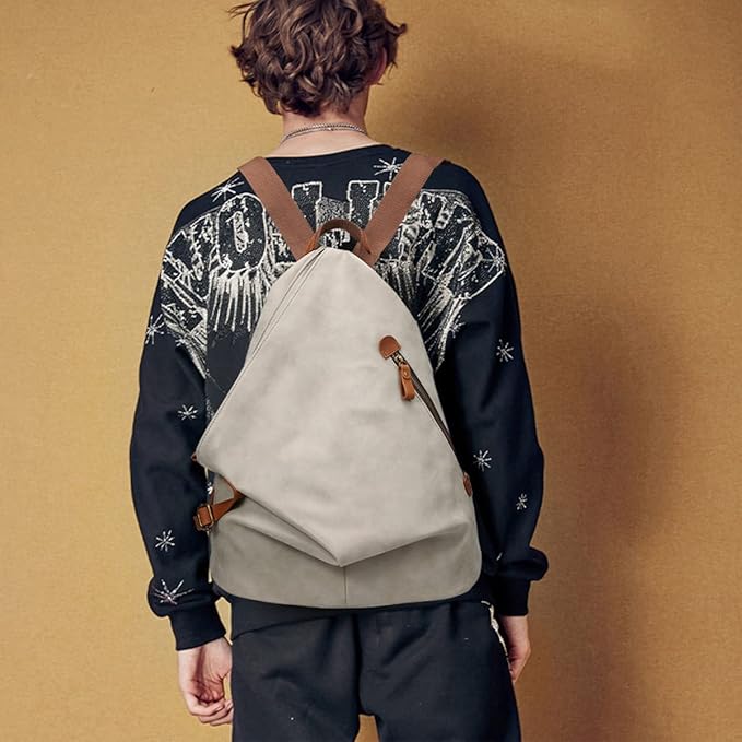 KL928 PU Leather Vintage Backpack – Large Casual Daypack Outdoor Travel Rucksack Hiking Backpacks for Men Women