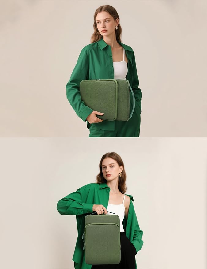 HYZUO 17-17.3 Inch Laptop Bag Case Sleeve for 17" 17.3" HP/Dell/Lenovo/ASUS/Acer/LG/MSI Gaming Laptop/Razer Blade 17/18, Notebook Carrying Briefcase for Men Women, Grass Green