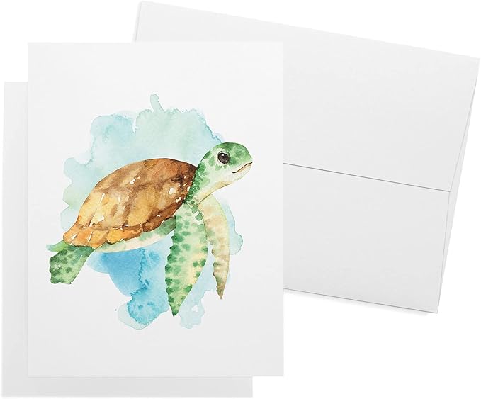 Twigs Paper - Assorted Ocean-Themed Greeting Cards - Stationery Cards with Envelopes - Thank You Card - Blank Note Cards - Greeting Cards for All Occasions - Made in USA (5.5 x 4.25, Set of 12)