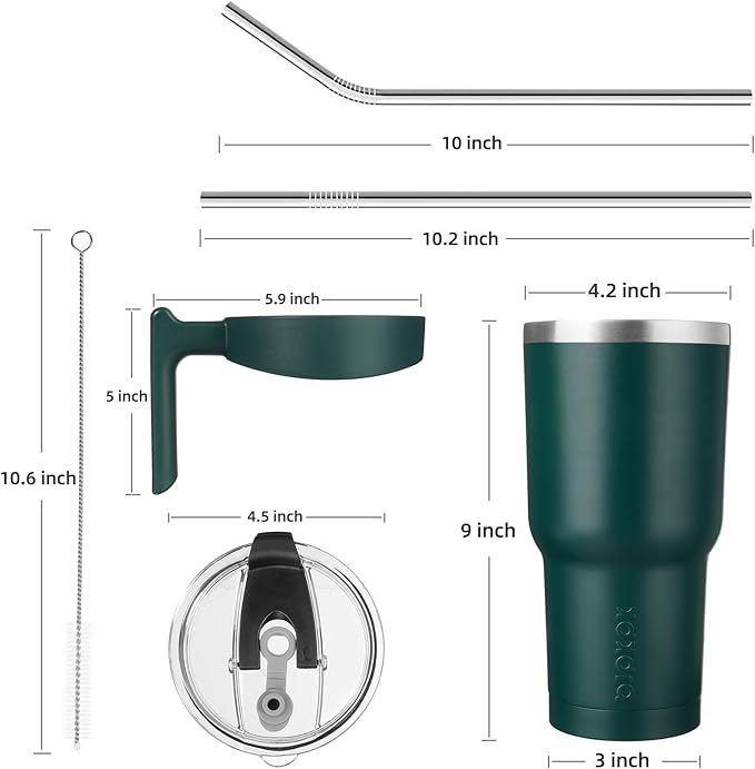BJPKPK Tumbler With Handle 40oz Stainless Steel Insulated Tumbler With Lid And Straw For Water Or Ice Coffee,Army Green