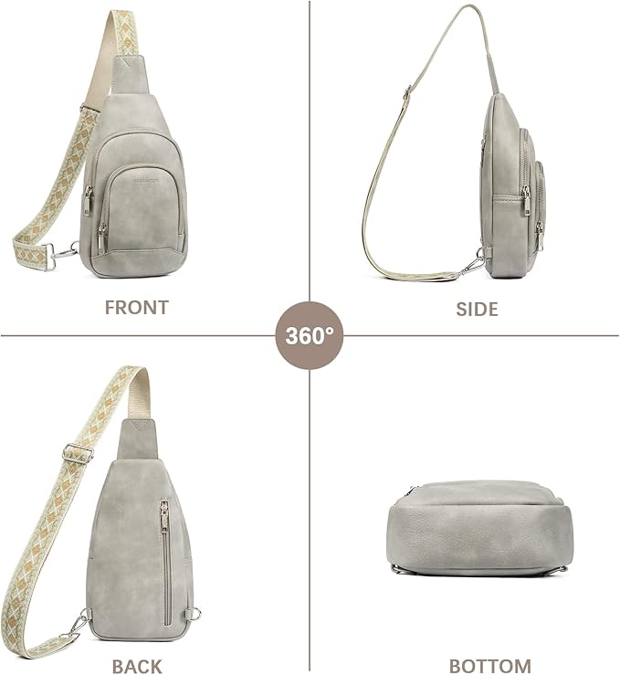 BOSTANTEN Sling Bag for Women Leather Crossbody Bag Vintage Cross Body Purse for Travel with Guitar Strap, Bohemian Style