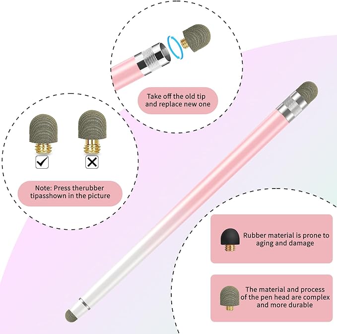 Replacement Fiber Mesh Tips for Stylus Pens - 10 Pieces Stylus Tips, Stylus Pen Tips, Fine Tip Stylus Replacement Tips, Touch Screen Tips