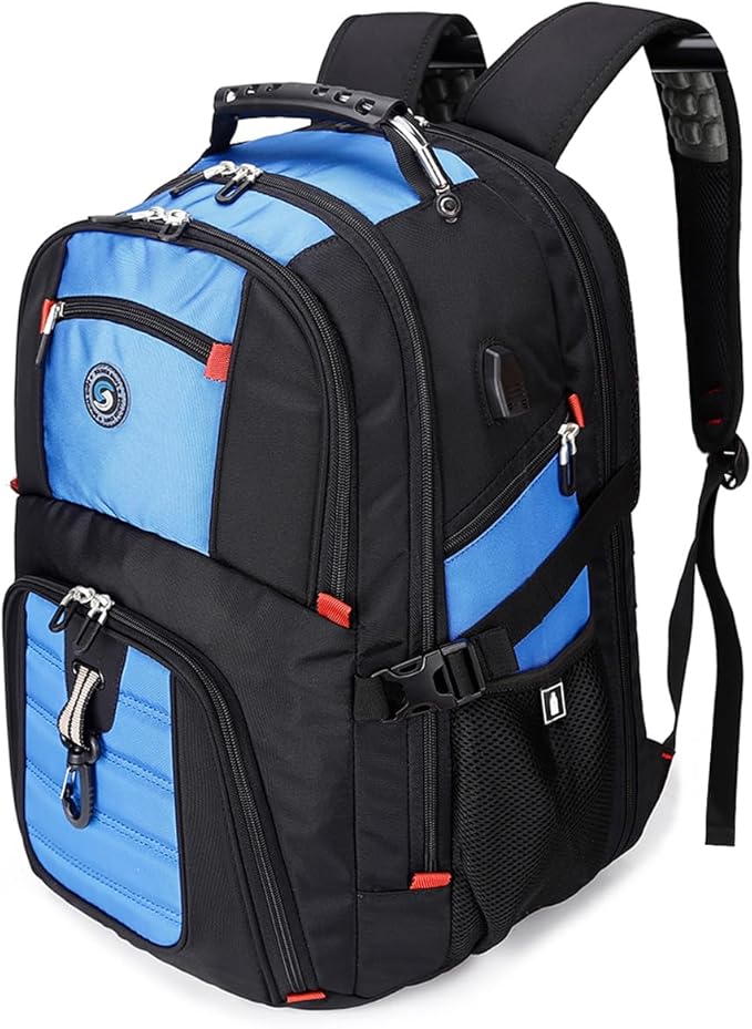 SHRRADOO Extra Large 50L Travel Laptop Backpack with USB Charging Port, College High School Backpack Airline Approved Business Work Bag Fits 17 Inch Computer for Men Women
