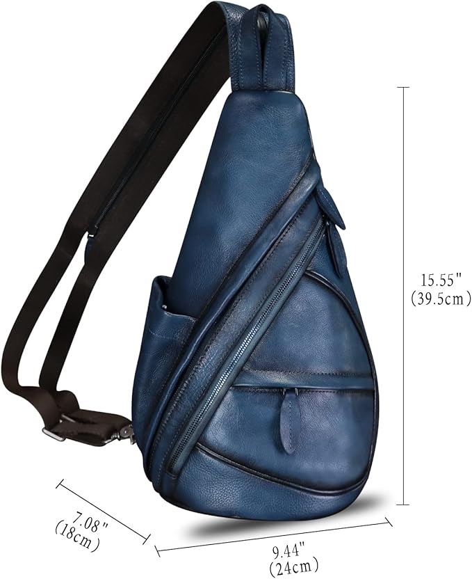 Genuine Leather Sling Bag for Men and Women Leather Sling Backpack Purses Chest Bag Crossbody Shoulder Fanny Bag