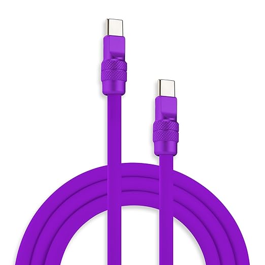 chubbycable Chubby 2.0 Fast Charging Cable Durable Soft Silicone USB C Cable 240W Extra Thick Charger Cord Compatible with iPhone 16/15 Series iPad, Purple+Purple, Type-C to Type-C, 8.2FT