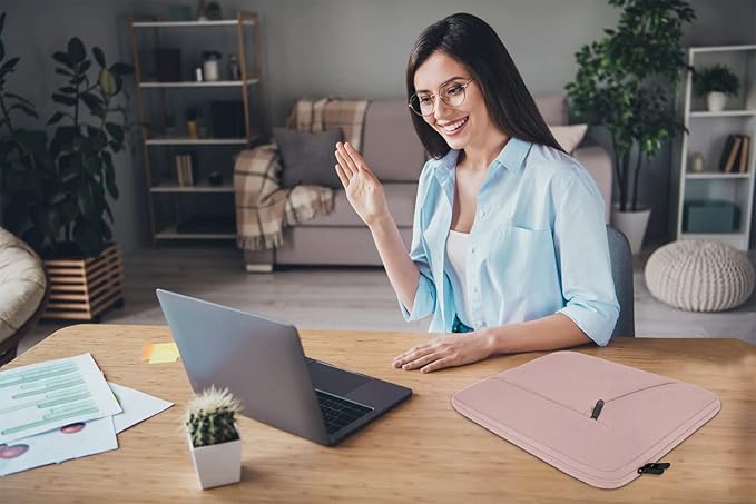 Laptop Sleeve Case 15.6 inch, Durable Shockproof Protective Computer Carrying Cover with Front Pocket, Briefcase Handbags Laptop Sleeve Bag for 15.6 inch HP, Dell, Acer, Asus, Notebook, Pink