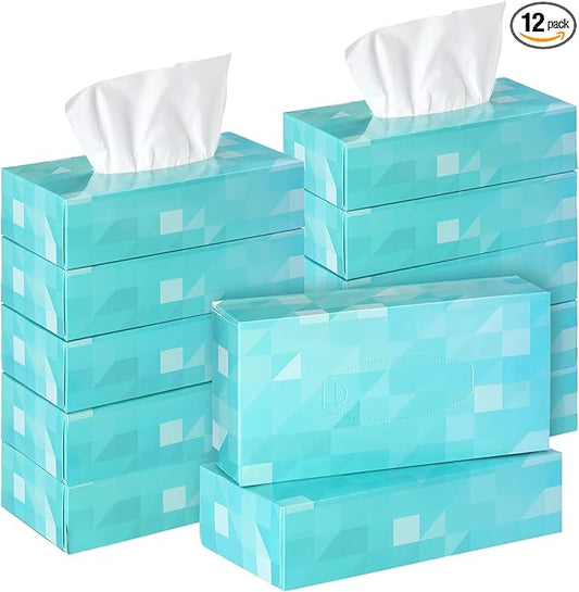 Yinder 12 Packs Facial Tissue Box 1560 Sheets Soft Facial Tissue Box for Fall Halloween Christmas 2 Ply 130 Sheets Disposable Travel Tissues Bulk for Car Household Kitchen(Single)