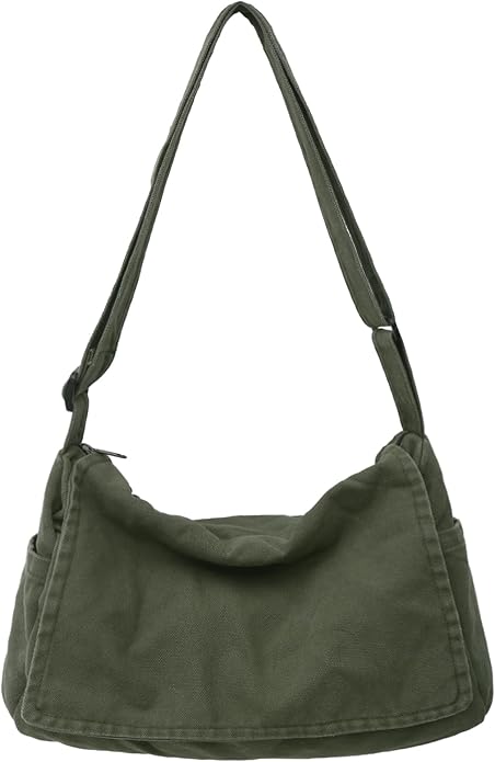 Canvas Messenger Bag Large Satchel Bag Travel Hobo Bag Casual Tote Shoulder Bag for Women and Men