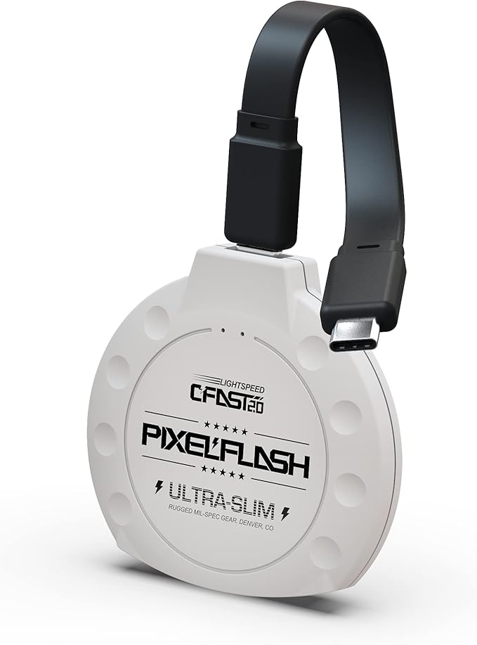 PixelFlash CFast 2.0 Card Reader USB C (White) - Memory Card Adapter with Cabled Type-C USB 3.1 Gen 2, Up to 10Gbps File Transfer, Ultra-Slim & Anti-Slip Rubber Shell, Compatible with Most Brands & OS