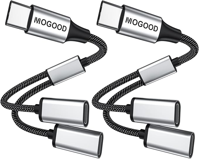 MOGOOD USB C to Dual USB C Female Adapter, 2 Ports, Not for Monitor and Charging, Incredibly Durable, Super Fit, 5V/0.9A Power Output