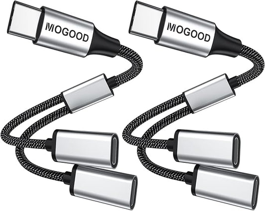 MOGOOD USB C to Dual USB C Female Adapter, 2 Ports, Not for Monitor and Charging, Incredibly Durable, Super Fit, 5V/0.9A Power Output