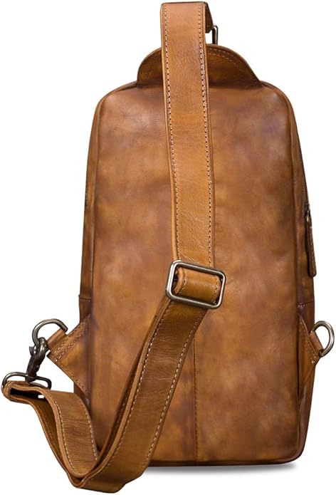 Genuine Leather Sling Bag for Men and Women Vintage Handmade Sling Backpack Shoulder Purse Crossbody Chest Bag