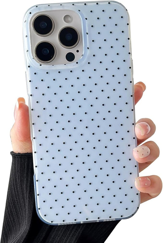 Compatible with iPhone 14 Pro Max Case, Fashion Cute Aesthetic Polka Dot Phone Case for Women, Shockproof Slim Soft TPU and Hard PC Protective Phone Cover for iPhone 14 Pro Max 6.7", Blue