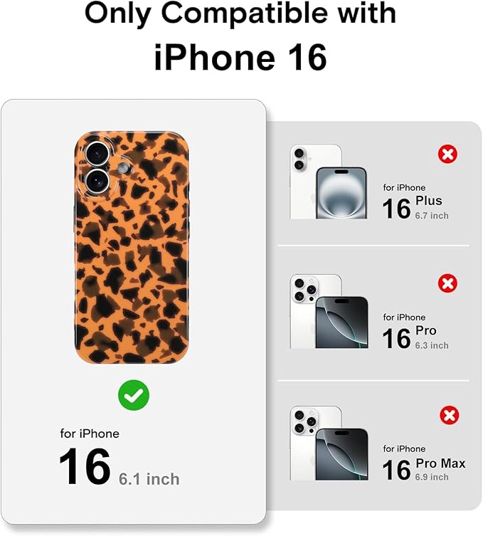 Phone Case for iPhone 16 Case Gold Tortoiseshell Print TPU Slim Phone Cover for Women Girls Grily Brown Shockproof Phone Cover for iPhone 16, Tortoise Print