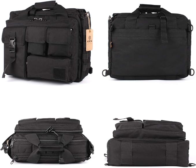 GES Tactical Briefcase, 17.3 Inch Men's Messenger Bag Military Briefcase for Men,Black