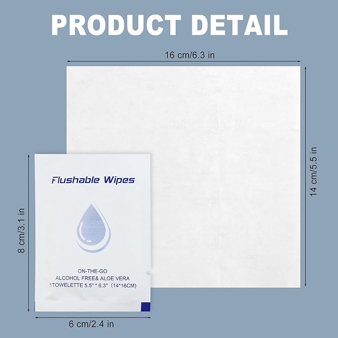 twoworld Flushable Wipes Travel Size Individually Wrapped for Women and Men,Unscented Wet Wipes Travel Size for Adult,Women,Men,Girl and Homeless (white,pack of 400)