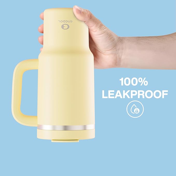 32 oz Tumbler with Handle and Straw: Stainless Steel Insulated Tumbler Keeps Cold for 24 Hours, Leakproof Travel Cup Fits in Cup Holder and BPA-Free,Light Vanilla