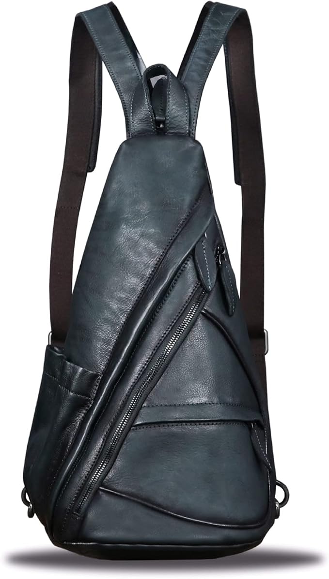 Genuine Leather Sling Bag for Men and Women - Vintage Sling Backpack Shoulder Crossbody Chest Bag for Ipad