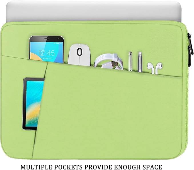 Laptop Sleeve 15.6 inch, Shockproof Protective Computer Carrying Cover with Front Pocket, Briefcase Handbags Laptop Case for 15.6 inch HP, Dell, Acer, Asus, Notebook, Light Green