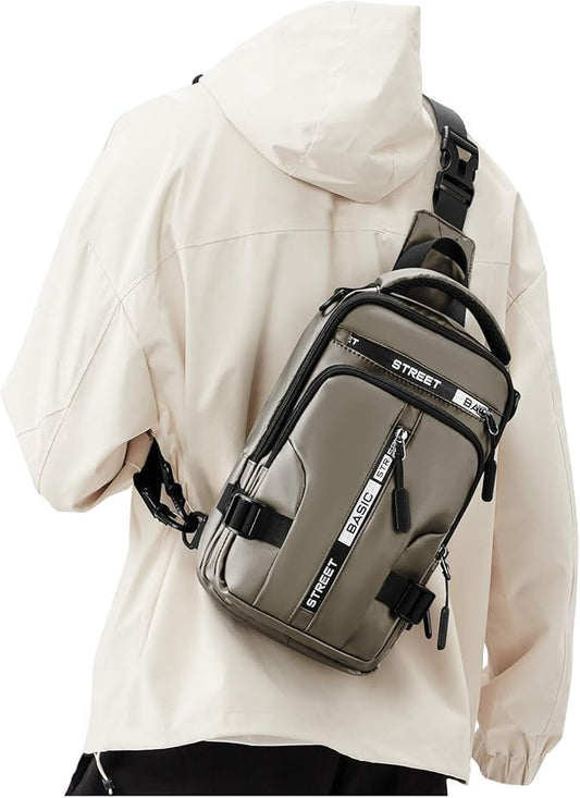 SEAFEW Mini Sling Bag for Men Women - Lightweight Crossbody Backpack, Multipurpose Shoulder Bag, Small Compact Chest Daypack for Travel Hiking Gym Sport Khaki