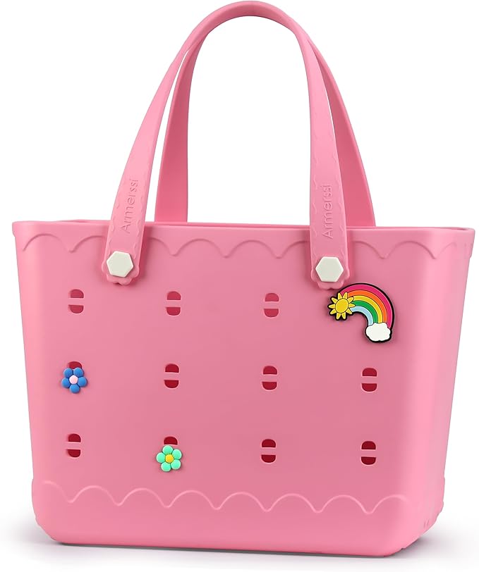 Armerssi Rubber Tote Bag For Women Large Rubber Beach Bag Waterproof Washable Handbag Durable Tote Bag Beach Swimming Travel