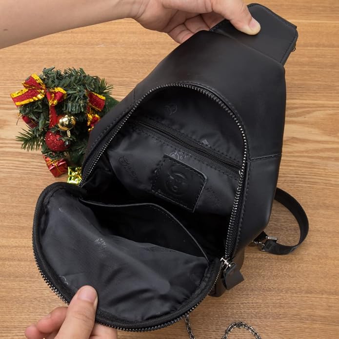 KPYWZER Vintage Leather Sling Bag Backpack for Men Crossbody Shoulder Chest Day Pack Backpacks