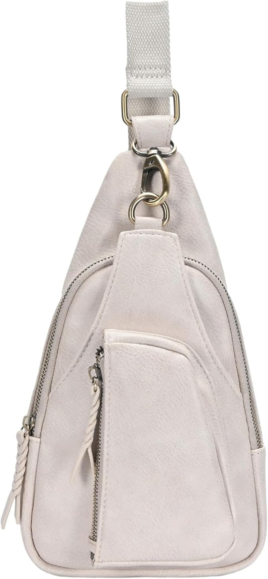 Antik Kraft Tasha Crossbody Sling (Stone) | Vegan Leather Crossbody Bag for Women with 16-20" Strap | Sling Bags for Women with Durable Antique Brass Hardware | 7in x 2.5in x 12.5in |