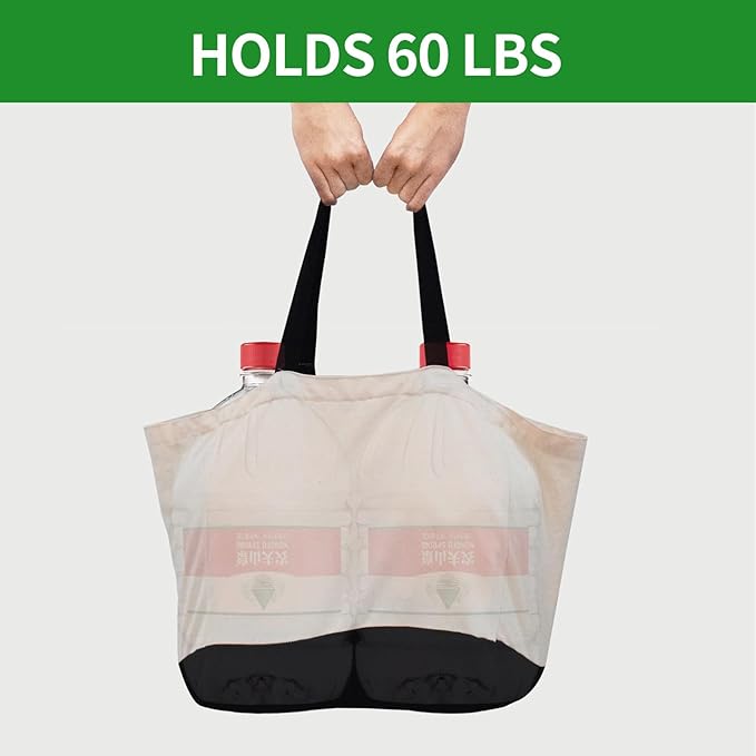 3 Pack Canvas Reusable Grocery Bags Heavy Duty, 8.3 gal Foldable Large Canvas Tote Bag with Handles, Holds 60 lbs Canvas Shopping Bags & Washable Eco-friendly Bags with 5 Pockets, Off white Black