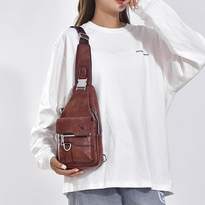 Sling Bag for Men Crossbody Chest Bag Over the Shoulder Purse Casual Sling Backpack for Travel Hiking Cycling