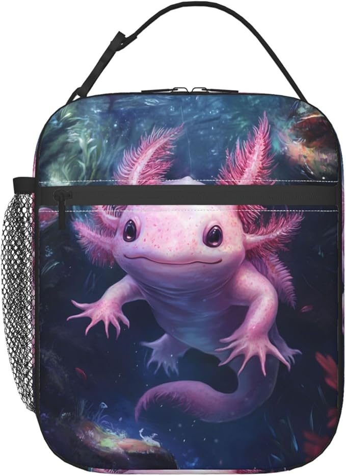 Axolotl Lunch Box for Women Kids Girls Men Insulated Lunch Bag Lunchbox Adults Lunch Tote Bags Reusable Cooler for Work Office School Picnic Travel