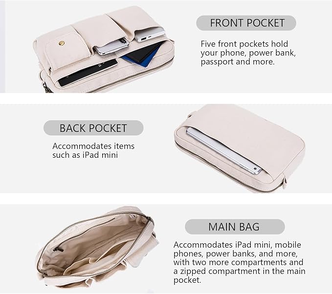 Storage Bag-arge Cosmetic Bag for Women, Travel Makeup Bag, Zip Up Bag, Cute Makeup Bag - Pure Cotton Canvas - Can be Suspended - Perfect Storage for Cosmetics