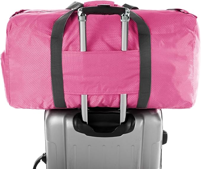 Dimayar Travel Duffle Bag for Men Women - Foldable Duffel Bag with Shoes Compartment - Overnight Bags Waterproof & Tear Resistant(115L,Pink)