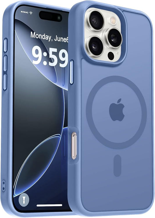 MOCCA Strong Magnetic for iPhone 16 Pro Phone Case, [Compatible with Magsafe][16FT Mil-Grade Drop Protection] Slim Thin Translucent Matte Protective Cover Case for iPhone 16 Pro Case, Blue