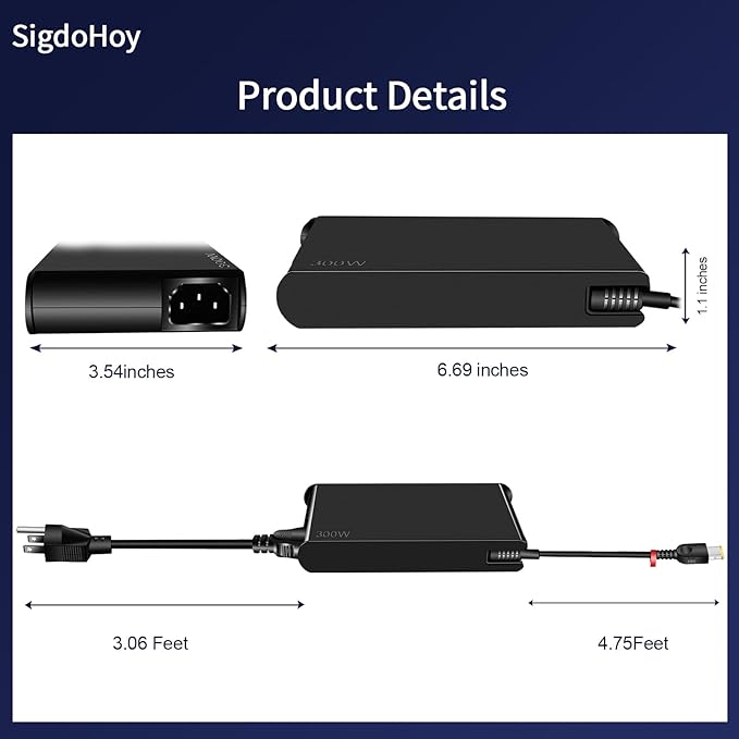 300W AC Charger for Lenovo Legion Pro 5 5i 7 7i Legion Slim 7 7i 5 5i Legion 7 7i 5 5i Lenovo 300W Charger ADL300SDC3A Power Supply Adapter Cord