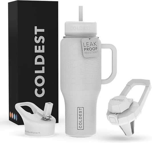 Coldest Tumbler with Handle and Straw, 100% Leak Proof Insulated Tumbler with Lid and Straw (3 Lids), Stainless Steel Tumblers for Women & Men, Cup Holder Friendly, 36 oz (Saving Private Camo)