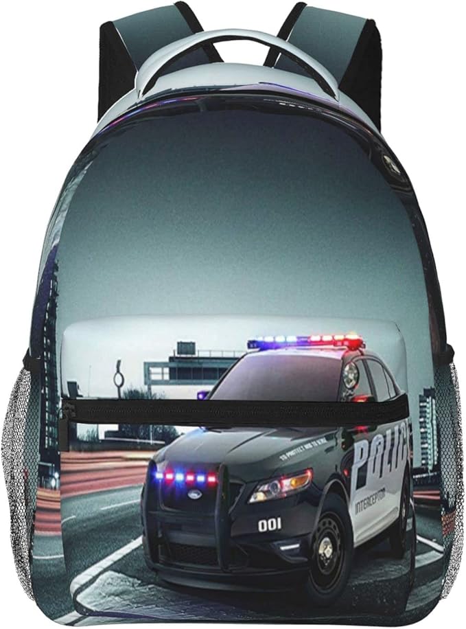 Backpack City Police Car Travel Laptop Backpacks College Ruckasck Daypack School Bag for Boys Girls Teenager Men Women