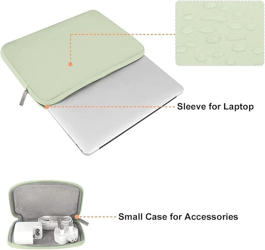 MOSISO Laptop Case 13.3 inch, 13-13.3 inch Laptop Sleeve Bag Compatible with MacBook Air/Pro 13 / Pro 14, HP Dell ASUS Lenovo Notebook, Neoprene Computer Sleeve Bag with Small Case, Sage Green