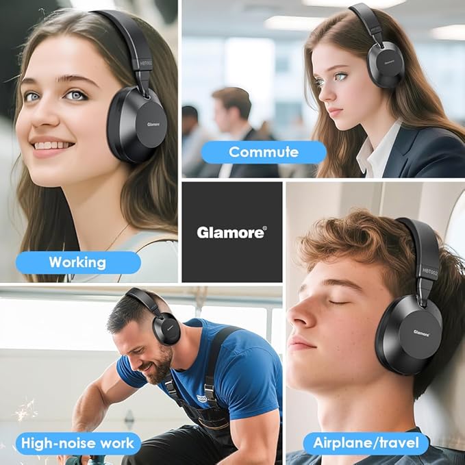 Noise Cancelling Headphones Over Ear Bluetooth 5.3, Wireless/Wired Headset with Mic, 40H Playtime, Deep Bass, Foldable, Transparency Mode, Ideal for Airplane Travel, Work, Commute, Sleep