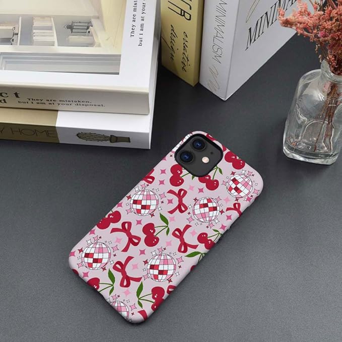 DAIZAG Case Compatible with for iPhone 11,Cute Pink Cherry Disco Ribbon Star Phone Case for iPhone 11 for Girl Women Boy Men