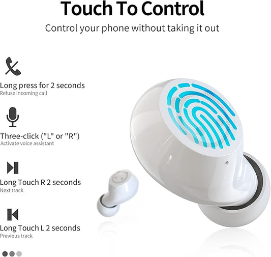 Panda Bluetooth Earbuds, Wireless Earbuds with Charging Case IPX5 Waterproof Bluetooth Headphones Bass Sound Earphones with Mics Touch Control in-Ear Headset for Sports…