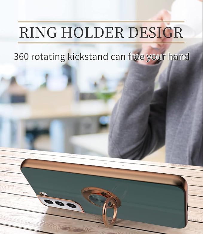 Tnarru Compatible for Samsung Galaxy S22 Case with Ring Holder Kickstand [with Magnetic] Soft TPU Shockproof Electroplated Protective Phone Case for Galaxy S22 5G Grey