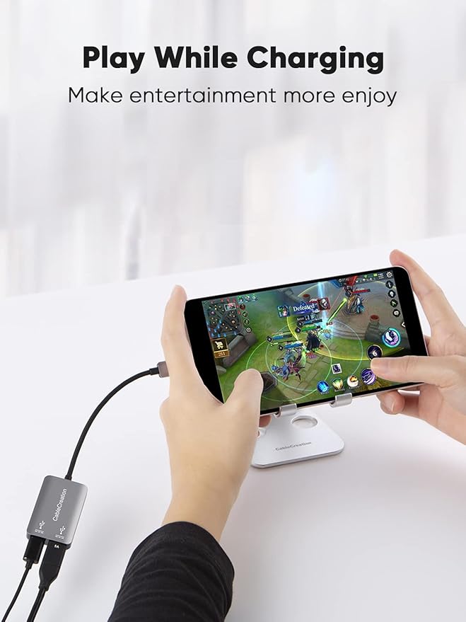 CableCreation USB Type C Splitter, 2-in-1 USB C Audio Adapter and PD Fast Charging, Type C Aux Dongle Compatible with iPad, MacBook, iPhone 16 15 Pro Max Plus, Galaxy S24/S23/S22+, Pixel 9/8/7+, Grey