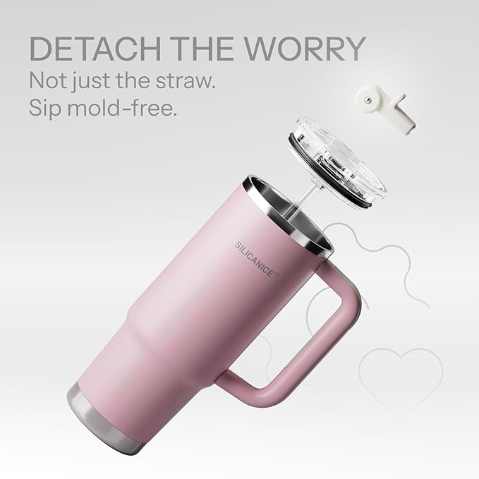 Easy Clean Pro Tumbler - 30 oz Water Bottle with Handle Quick-Disassemble Flip Straw, Leakproof Insulated Stainless Steel,Dishwasher Safe, BPA-Free Gifts for Women & Men