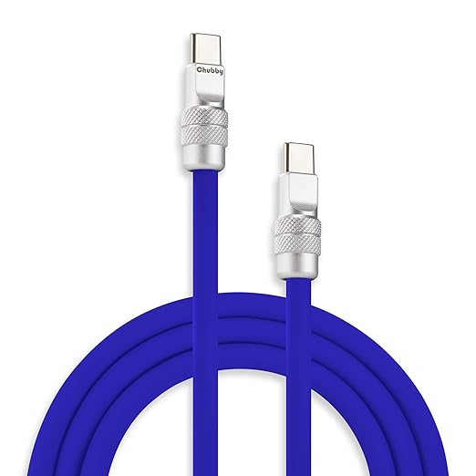 chubbycable Chubby 2.0 Fast Charging Cable Durable Soft Silicone USB C Cable 240W Extra Thick Charger Cord Compatible with iPhone 16/15 Series iPad, Dark Blue, Type-C to Type-C, 3.3 FT