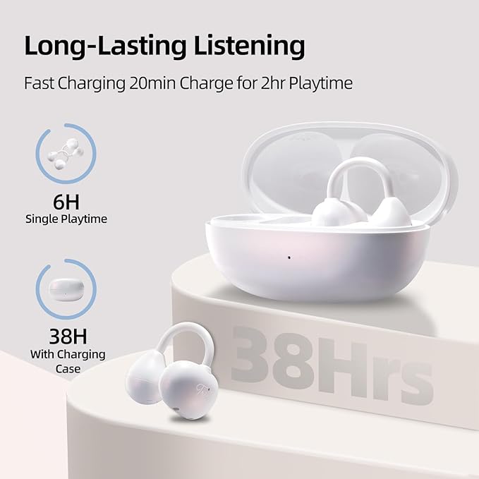 MUZEN Open Ear Headphones, Trickle 4g Lightweight Wireless Bluetooth 5.4 Clip On Earbuds with 38H Playtimes, Fit Comfort Sport Ear Clip Earbuds, Hi-Fi Earphones for Fintness Running Workout