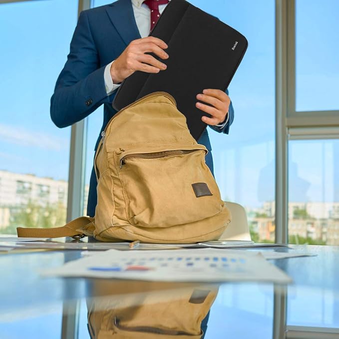 Laptop Case Sleeve 15.6 inch, Shockproof Protective Notebook Case with Accessory Pocket, Briefcase Carrying Laptop Cover for 15.6" HP, ASUS, Dell, Lenovo, Acer, Black