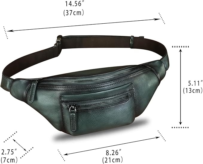 Genuine Leather Fanny Pack for Men and Women Vintage Handmade Leather Waist Bag Sling Bag Sling Backpack Purse Hip Crossbody Bag (Darkgrey)