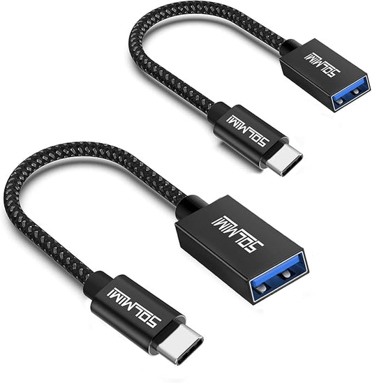 USB C to USB Adapter 0.65FT (2 Pack), USB C Male to USB 3.0 Female OTG Adapter 5 GBPS Data Transfer for MacBook Pro, Air, Galaxy S23 S24, Dell XPS, Huawei, Google Pixels iPhone 16 15