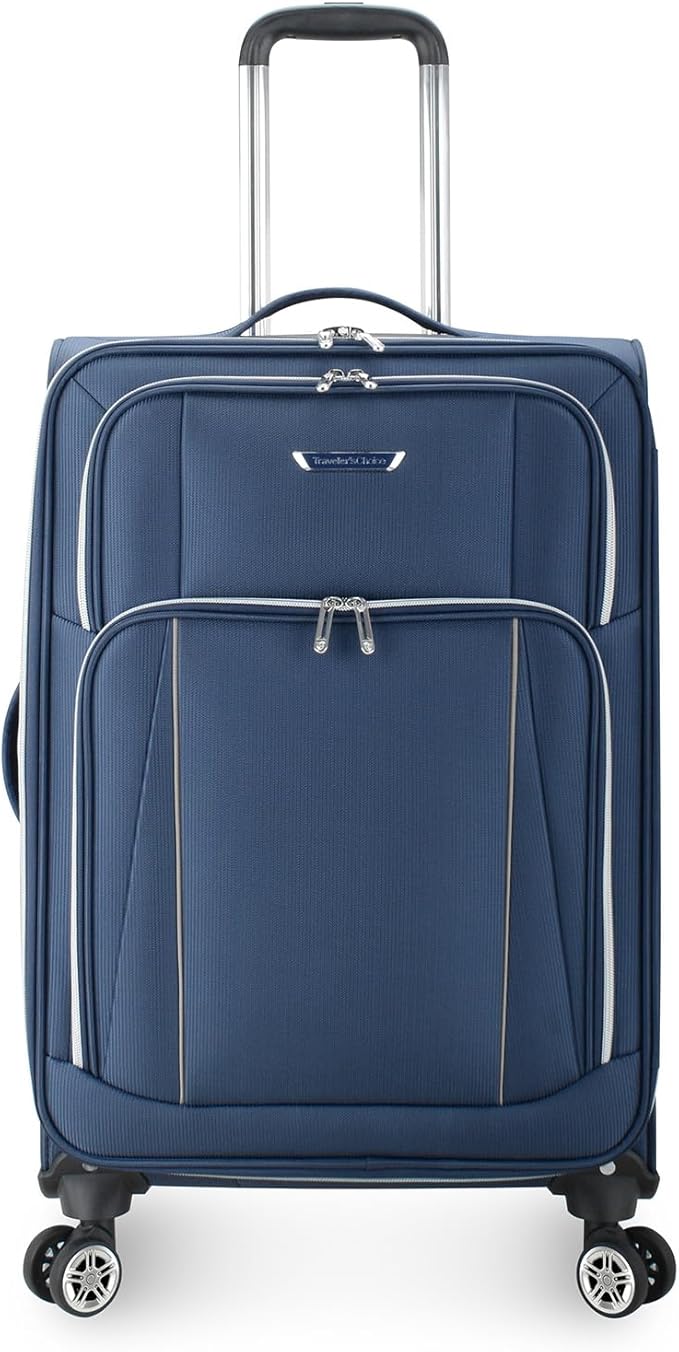 Traveler's Choice Lares Softside Expandable Luggage with Spinner Wheels, Navy, 3 Piece Luggage Set